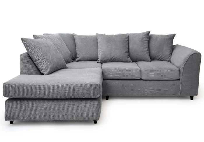 Light Gray Jumbo Cord Corner Sofa Grid-Textured