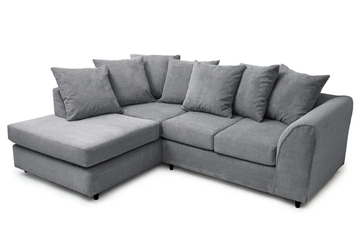 Light Gray Jumbo Cord Corner Sofa Grid-Textured - Image 8