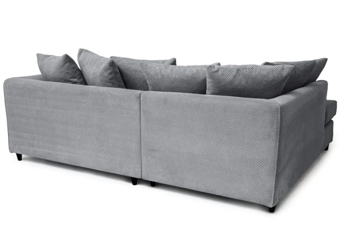 Light Gray Jumbo Cord Corner Sofa Grid-Textured - Image 2