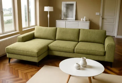 Venice Basket Weave Corner Sofa | Olive Green