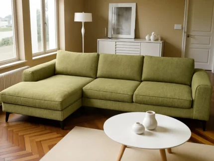 Venice Basket Weave Corner Sofa | Olive Green