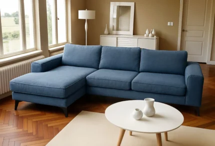 Venice Basket Weave Corner Sofa | Light Blue