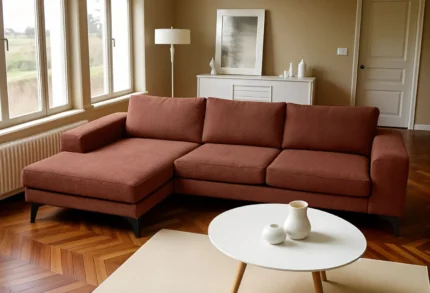 Venice Basket Weave Corner Sofa | Burgundy