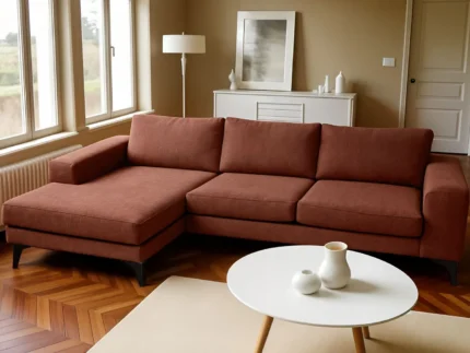 Venice Basket Weave Corner Sofa | Burgundy