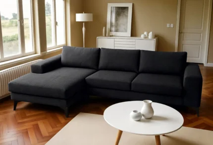 Venice Basket Weave Corner Sofa | Black