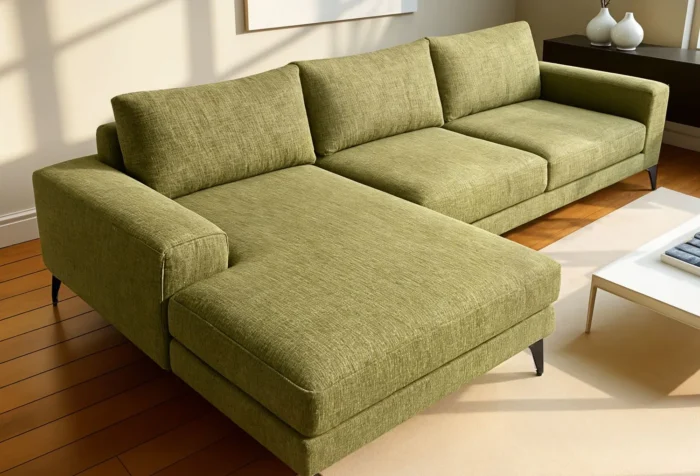 Venice Basket Weave Corner Sofa | Olive Green - Image 5