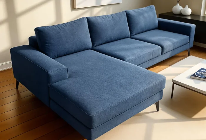 Venice Basket Weave Corner Sofa | Light Blue - Image 4