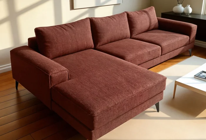 Venice Basket Weave Corner Sofa | Burgundy - Image 5