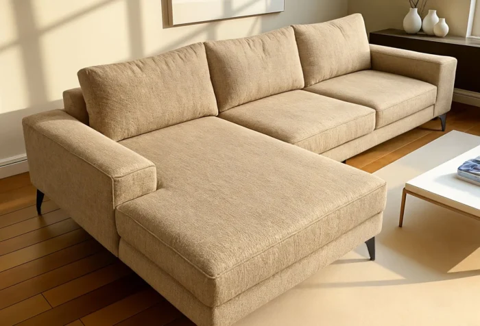 Venice Basket Weave Corner Sofa | Beige - Image 5