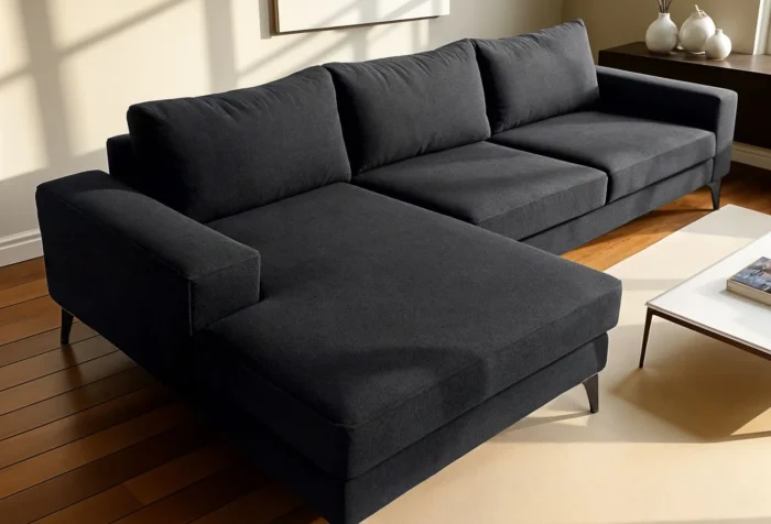 Venice Basket Weave Corner Sofa | Black - Image 5