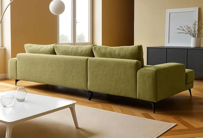 Venice Basket Weave Corner Sofa | Olive Green - Image 3