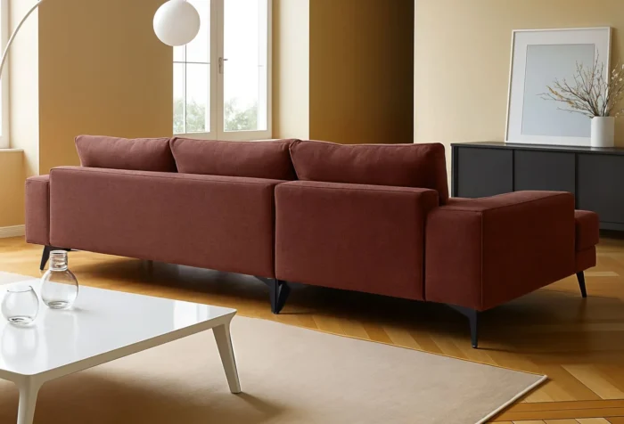 Venice Basket Weave Corner Sofa | Burgundy - Image 3