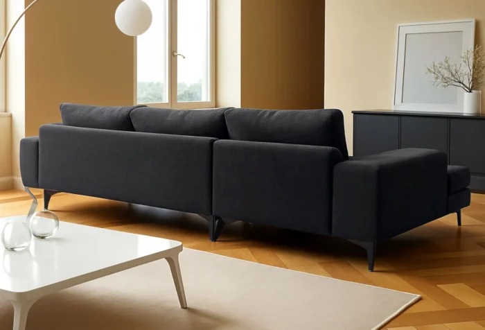 Venice Basket Weave Corner Sofa | Black - Image 3
