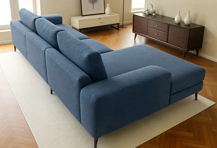 Venice Basket Weave Corner Sofa | Light Blue - Image 5