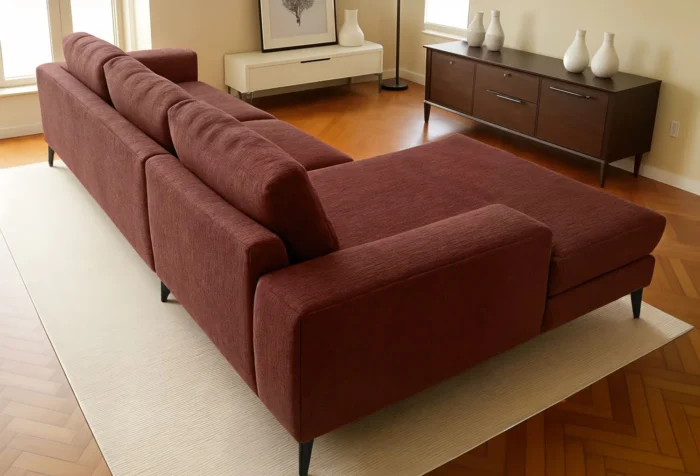 Venice Basket Weave Corner Sofa | Burgundy - Image 2