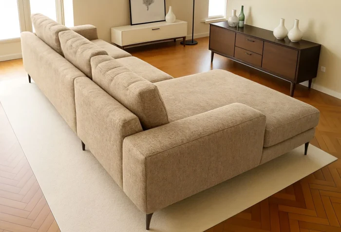 Venice Basket Weave Corner Sofa | Beige - Image 2