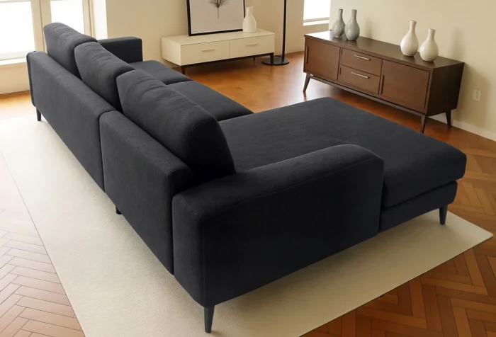 Venice Basket Weave Corner Sofa | Black - Image 2