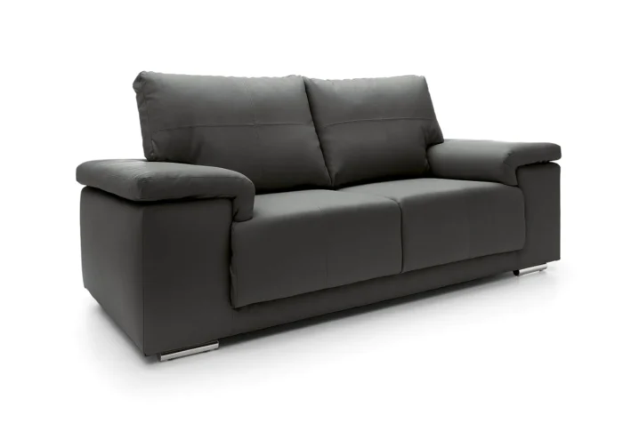 Texas 2 Seater Leather Sofa | Black - Image 6