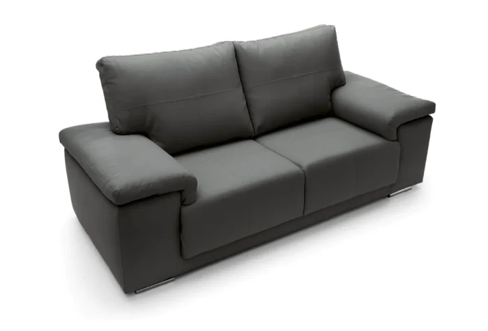 Texas 2 Seater Leather Sofa | Black - Image 4
