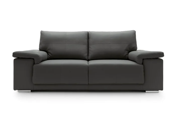 Texas 3 Seater Leather Sofa | Black - Image 6