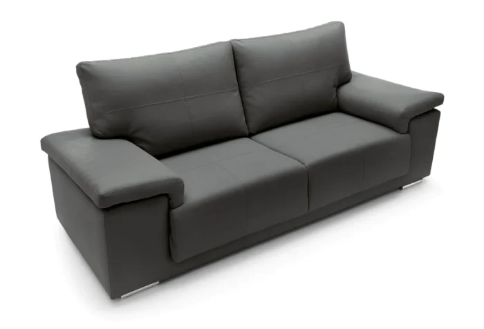 Texas 3 Seater Leather Sofa | Black - Image 4