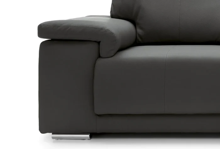 Texas 3 Seater Leather Sofa | Black - Image 3
