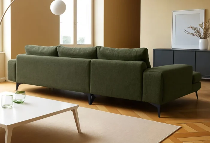 Venice Basket Weave Corner Sofa | Forest Green - Image 4