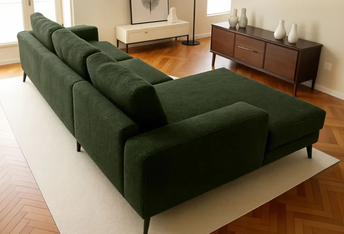 Venice Basket Weave Corner Sofa | Forest Green - Image 3