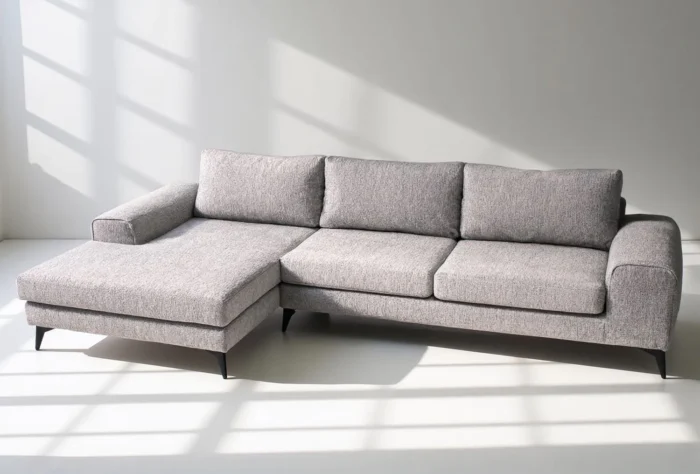 Venice Basket Weave Corner Sofa | Light Grey - Image 4