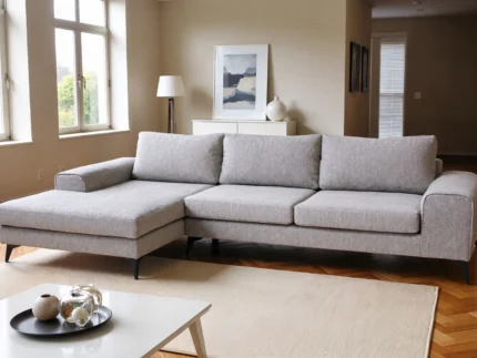 Venice Basket Weave Corner Sofa | Light Grey